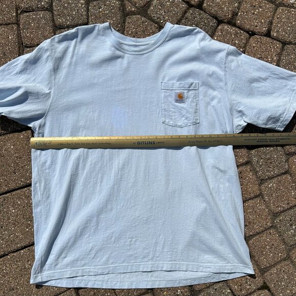 Baby Blue Carhartt Pocket Tee Relaxed Fit Sz 2XL - Picture 4 of 7
